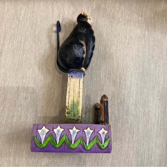 JIM SHORE Sleep Tight Cat On  a Tombstone With a Fence Resin - Picture 4 of 9